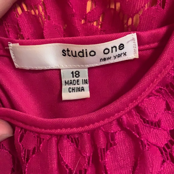 Pink Lace Patterned Dress size 18 - Picture 3 of 4